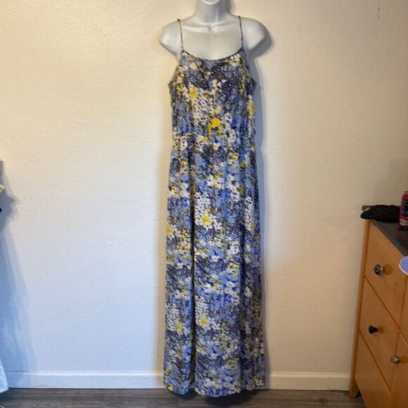 Banana Republic Silk Floral Sleeveless Maxi Dress Large - Picture 1 of 5